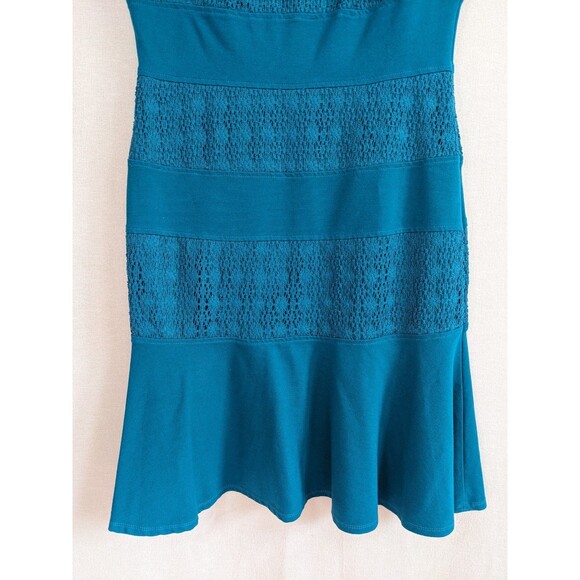 WHBM White House Black Market TEAL Lace Fit Flare Knee Length Dress Size 4 - Picture 3 of 10